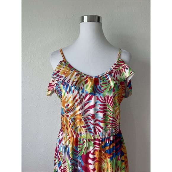 Mayah Kay Fashion Boutique Woman Dress XL Multi Color Sleeveless V Neck Flowy - Picture 4 of 16